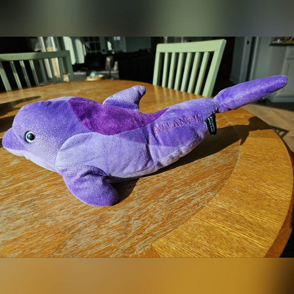 Purple Dolphin Soft Stuffed Plush ATLANTIS Paradise Island Bahamas, 16 Inch